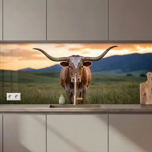 Longhorn - Landschap - Zonsondergang keuken achterwand 2 middel zz_3dshopping