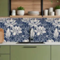 Lotus - Blauw - Patronen keuken achterwand 2 middel 871 -sfeer3