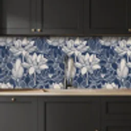 Lotus - Blauw - Patronen keuken achterwand 2 middel 871 -sfeer1