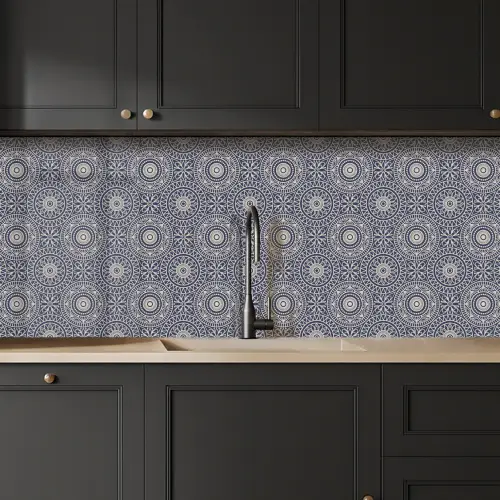 Mandala - Blauw - Patroon keuken achterwand 2 middel 871 -sfeer1