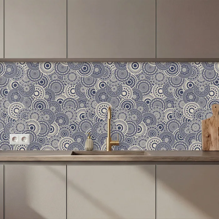 Mandala - Blauw - Patroon keuken achterwand 2 middel 871 zz_3dshopping
