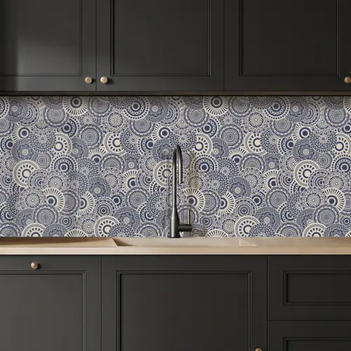 Mandala - Blauw - Patroon keuken achterwand 2 middel 871 -sfeer1