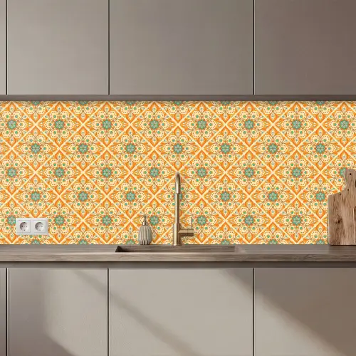 Mandala - Boho - Bloemen - Oranje - Patroon keuken achterwand 2 middel 871 zz_3dshopping