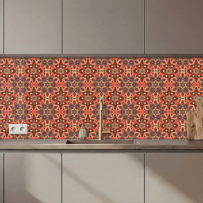 Mandala - Bloemen - Patroon - Retro keuken achterwand 2 middel 871 zz_3dshopping
