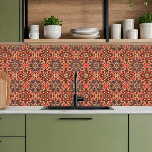 Mandala - Bloemen - Patroon - Retro keuken achterwand 2 middel 871 -sfeer3