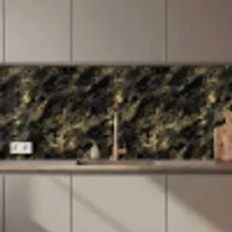 Marmer - Zwart - Goud keuken achterwand 2 middel 871 zz_3dshopping