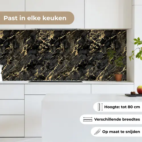 Marmer - Zwart - Goudstructuur keuken achterwand 2 middel 871 -sfeer4_NL