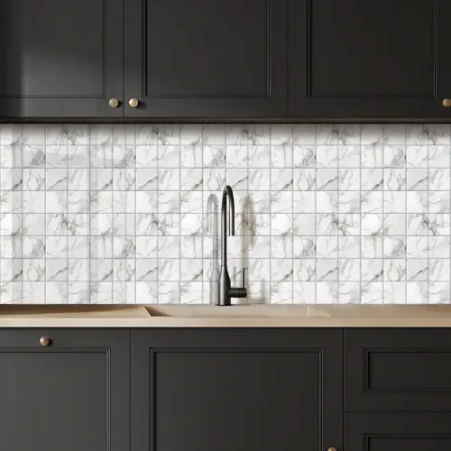Marmer - Tegels - Grijs - Wit keuken achterwand 2 middel 871 -sfeer1