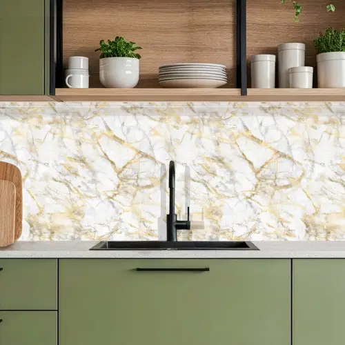 Marmer - Wit - Expressief - Goudaccenten keuken achterwand 2 middel 871 -sfeer3
