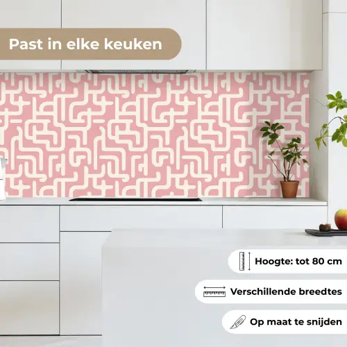 Doolhofpatroon - Roze - Wit - Abstract keuken achterwand 2 middel 871 -sfeer4_NL