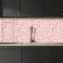 Doolhofpatroon - Roze - Wit - Abstract keuken achterwand 2 middel 871 -sfeer1