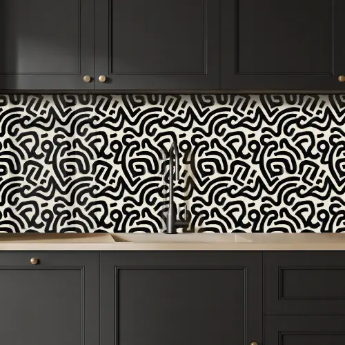 Modern - Abstract - Zwart keuken achterwand 2 middel 871 -sfeer1