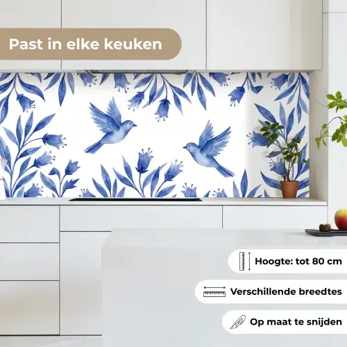 Modern - Vogels - Delfts - Blauw keuken achterwand 2 middel -sfeer4_NL