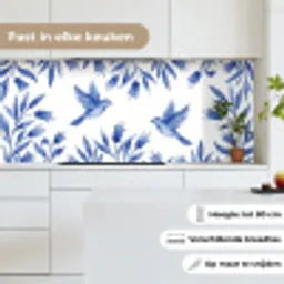 Modern - Vogels - Delfts - Blauw keuken achterwand 2 middel -sfeer4_NL
