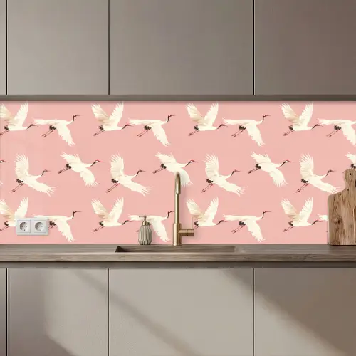 Modern - Kraanvogels - Roze keuken achterwand 2 middel 871 zz_3dshopping