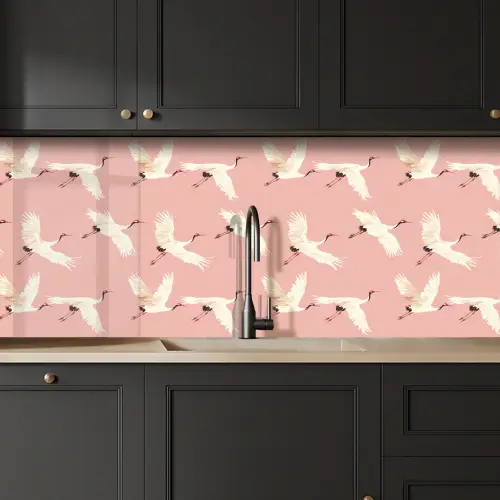 Modern - Kraanvogels - Roze keuken achterwand 2 middel 871 -sfeer1