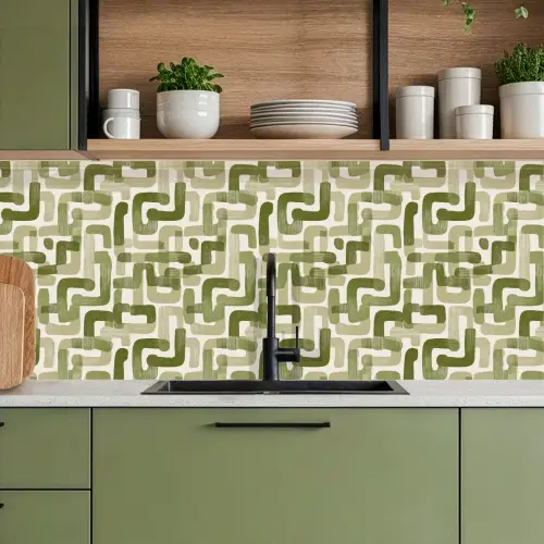 Modern - Grafisch - Groen keuken achterwand 2 middel 871 -sfeer3