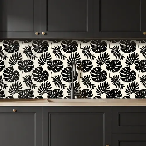 Modern - Monstera - Zwart keuken achterwand 2 middel 871 -sfeer1