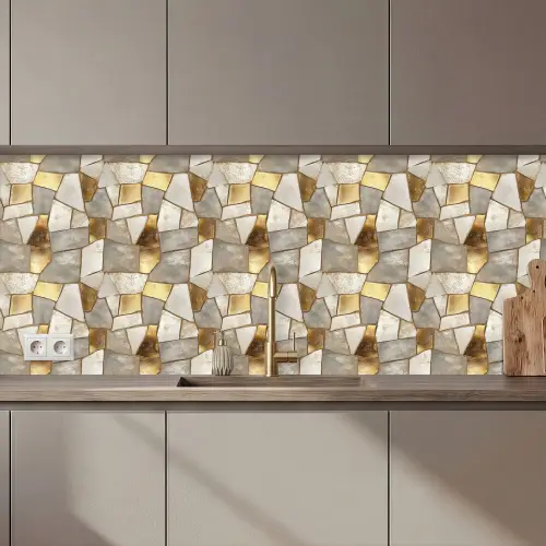 Mozaïek - Marmer - Goud keuken achterwand 2 middel 871 zz_3dshopping