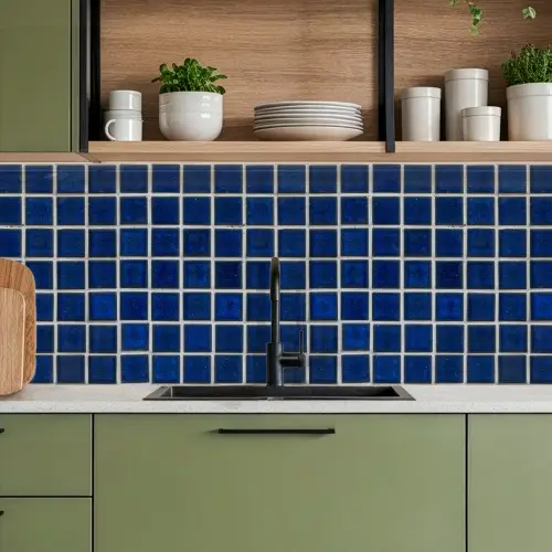 Mozaïek - Tegels- Glanzend - Blauw keuken achterwand 2 middel 871 -sfeer3