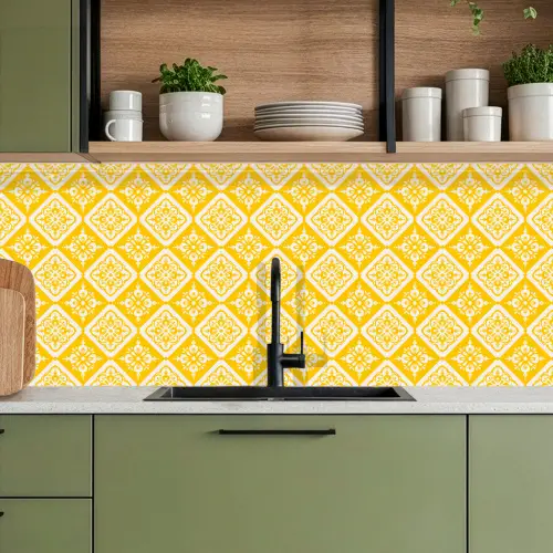Mozaïek - Vintage - Geel - Patronen keuken achterwand 2 middel 871 -sfeer3