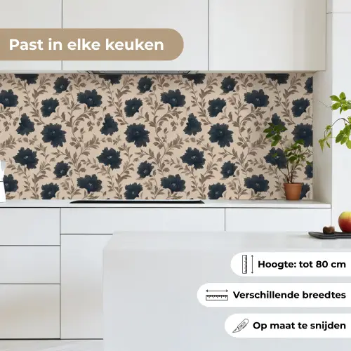 Motief - Bloemen - Zwart - Beige keuken achterwand 2 middel 871 -sfeer4_NL