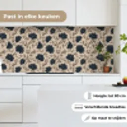 Motief - Bloemen - Zwart - Beige keuken achterwand 2 middel 871 -sfeer4_NL