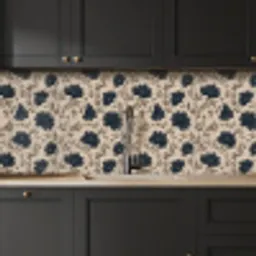 Motief - Bloemen - Zwart - Beige keuken achterwand 2 middel 871 -sfeer1