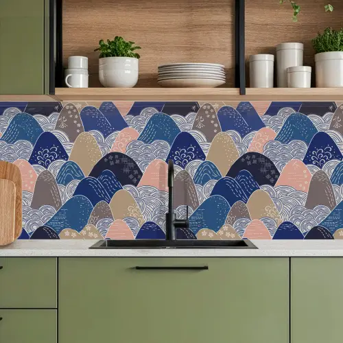 Berg - Pastel - Japans - Patronen keuken achterwand 2 middel 871 -sfeer3