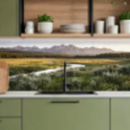 Berglandschap - Rivier - Bos keuken achterwand 2 middel -sfeer3