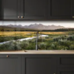 Berglandschap - Rivier - Bos keuken achterwand 2 middel -sfeer1