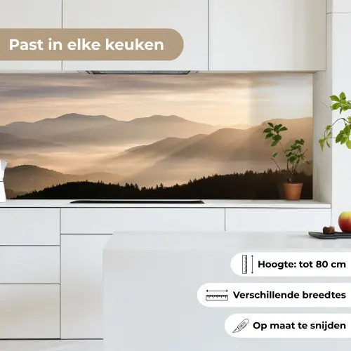 Bergen - Mist - Zonnestralen keuken achterwand 2 middel -sfeer4_NL