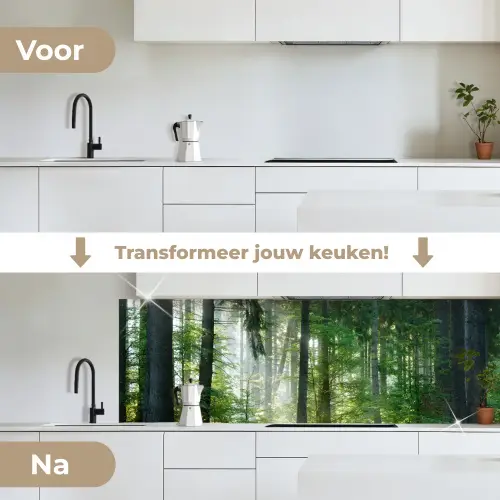 Natuur - Bomen - Bos - Groen - Zon - Gras - Planten keuken achterwand 2 groot -voor-na_NL