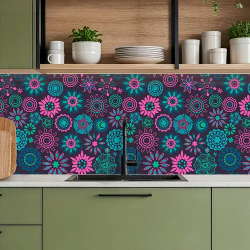 Neon - Bloemen - Patronen keuken achterwand 2 middel 871 -sfeer3