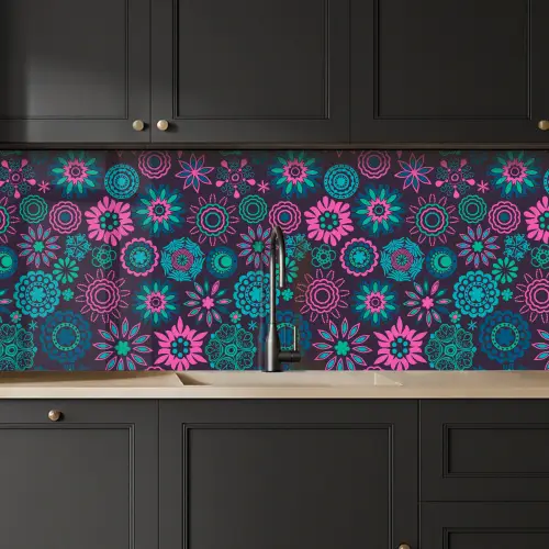 Neon - Bloemen - Patronen keuken achterwand 2 middel 871 -sfeer1