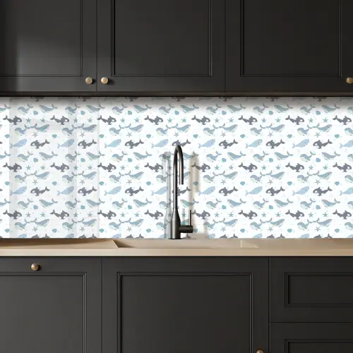Oceaan - Walvis - Orka - Blauw keuken achterwand 2 middel 871 -sfeer1
