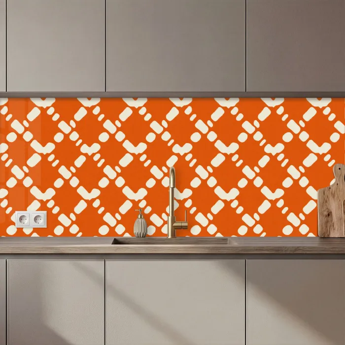 Oranje - Ruitpatroon - Wit keuken achterwand 2 middel 871 zz_3dshopping