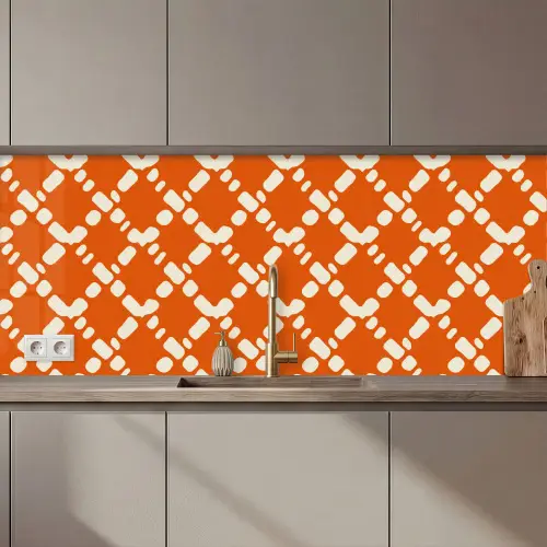 Oranje - Ruitpatroon - Wit keuken achterwand 2 middel 871 zz_3dshopping