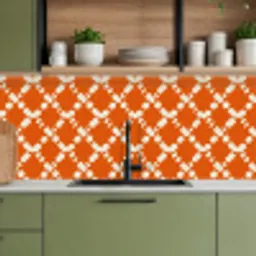 Oranje - Ruitpatroon - Wit keuken achterwand 2 middel 871 -sfeer3