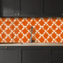 Oranje - Ruitpatroon - Wit keuken achterwand 2 middel 871 -sfeer1