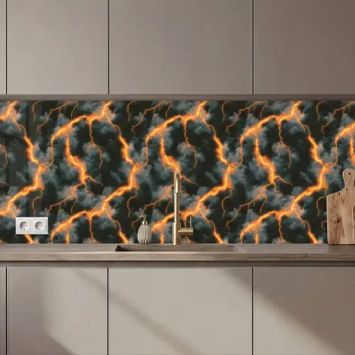 Oranje - Bliksem - Wolken keuken achterwand 2 middel 871 zz_3dshopping