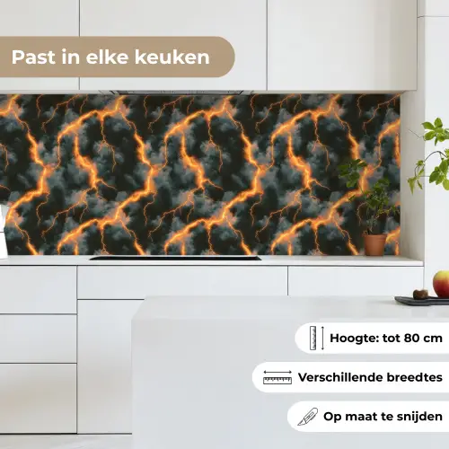 Oranje - Bliksem - Wolken keuken achterwand 2 middel 871 -sfeer4_NL
