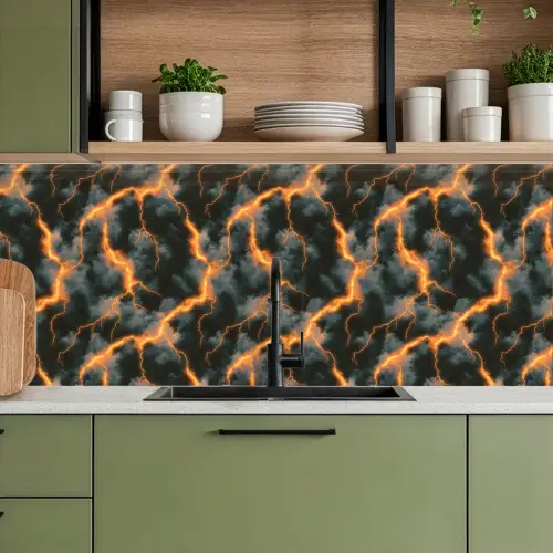 Oranje - Bliksem - Wolken keuken achterwand 2 middel 871 -sfeer3