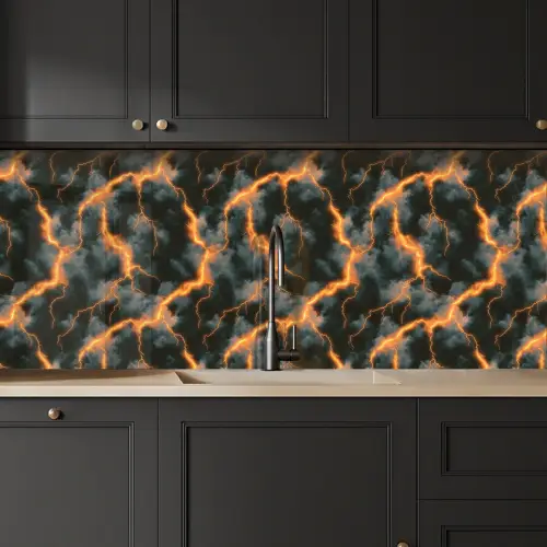 Oranje - Bliksem - Wolken keuken achterwand 2 middel 871 -sfeer1