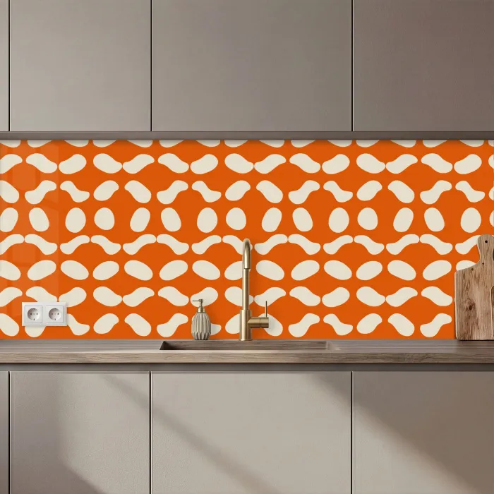 Oranje - Organische vormen - Wit keuken achterwand 2 middel 871 zz_3dshopping