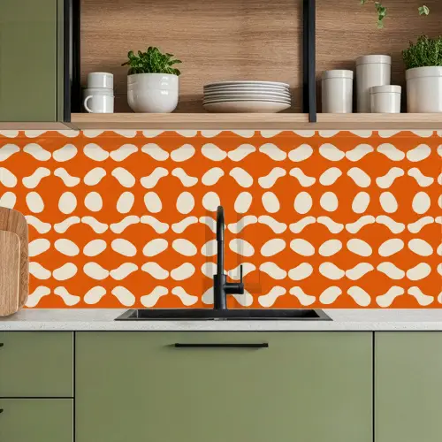 Oranje - Organische vormen - Wit keuken achterwand 2 middel 871 -sfeer3