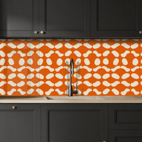 Oranje - Organische vormen - Wit keuken achterwand 2 middel 871 -sfeer1