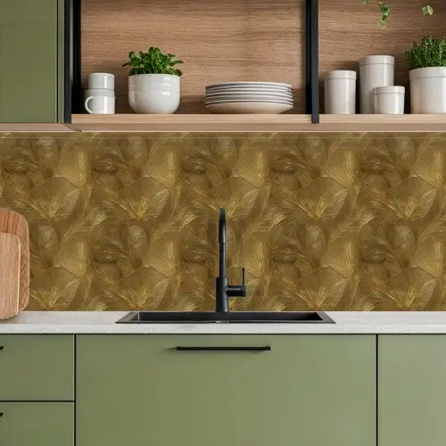 Organisch - Lijnen - Goud keuken achterwand 2 middel 871 -sfeer3
