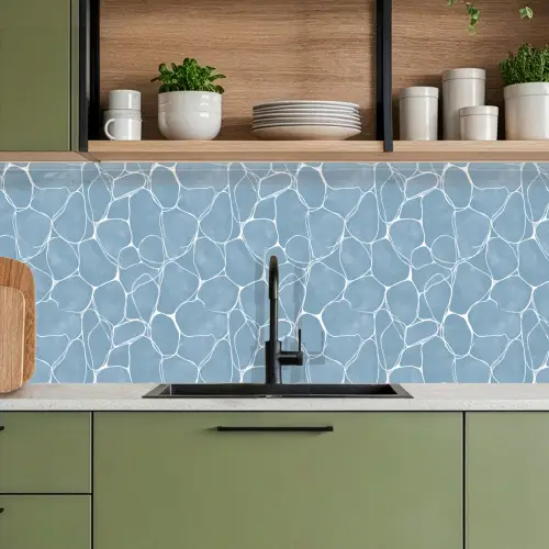 Organisch - Patroon - Blauw keuken achterwand 2 middel 871 -sfeer3
