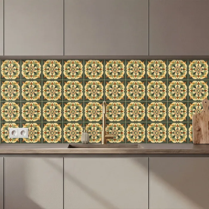 Ornament - Patroon - Groen keuken achterwand 2 middel 871 zz_3dshopping